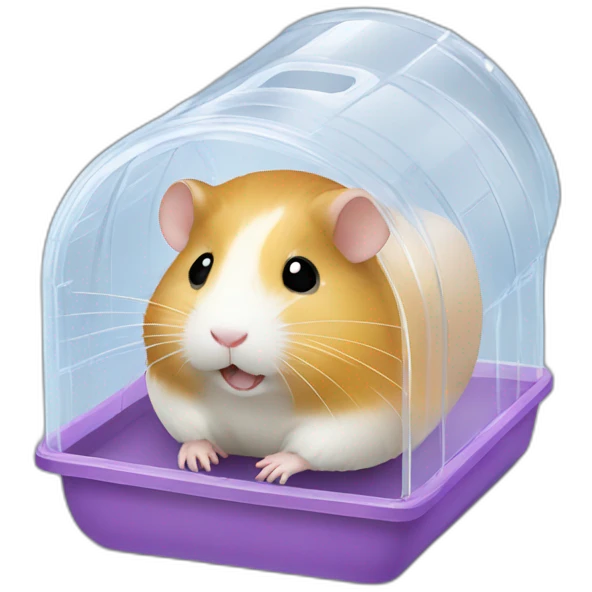 Hamster in clear plastic cage with clear plastic tunnels emoji