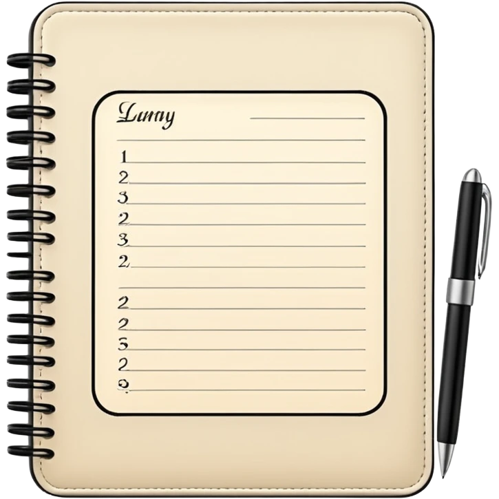 daily planner agenda cream leather with open page and pen emoji