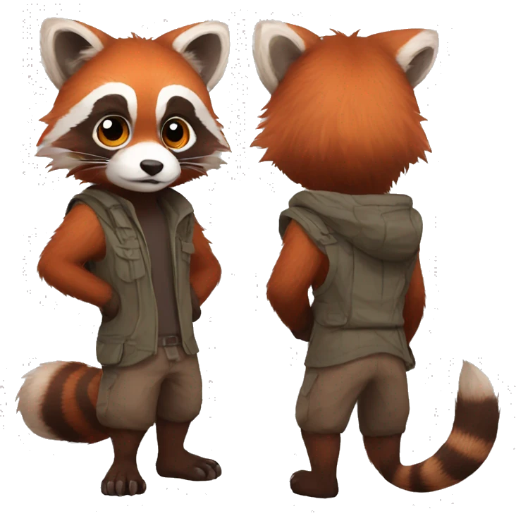 Raccoon Red Panda hybrid full body emoji