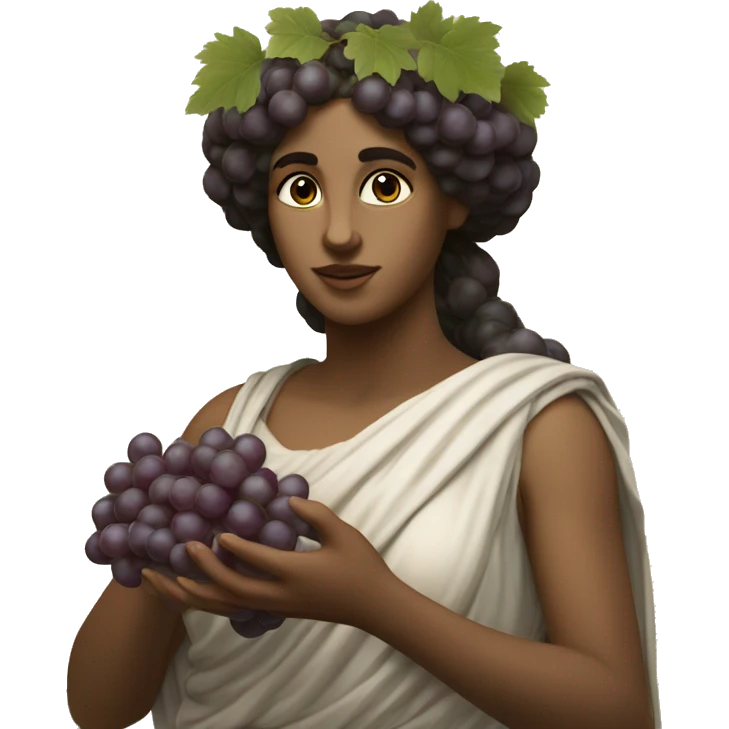 Greek Sappho holds a bunch of grapes in her hand emoji