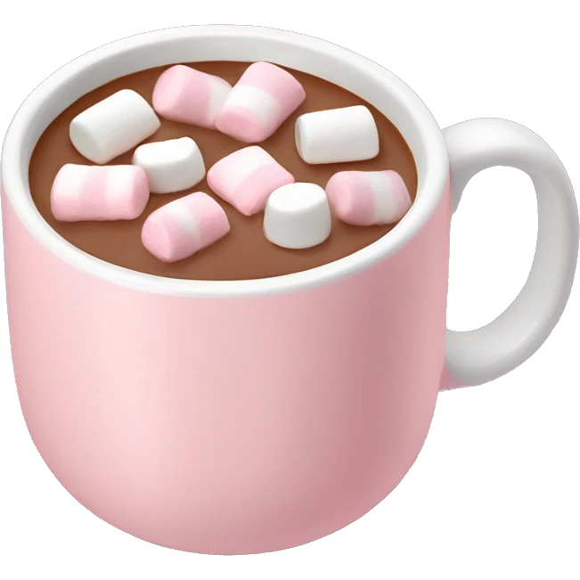 Light Pink mug of hot chocolate with marshmallows  emoji