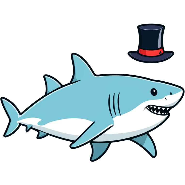 Shark with a top hat emoji
