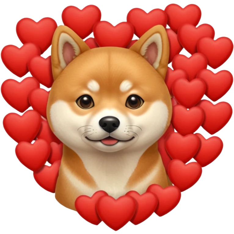 Shiba Jasper many small red hearts emoji