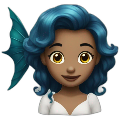 little-mermaid poisson noir girl emoji