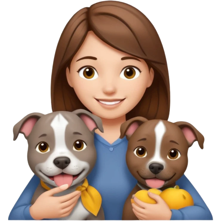 Grey pitbull with Brown haired Girl  emoji