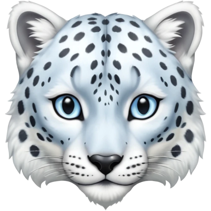 Shiny realistic feral wildlife lifelike elegant Snow-Leopard-Amaura-Arctic-Fox-fusion-hybrid, full body  emoji