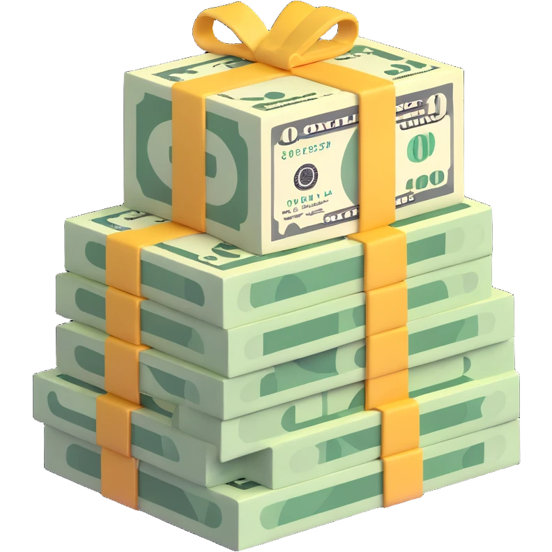 stack of dollar bills, US currency emoji