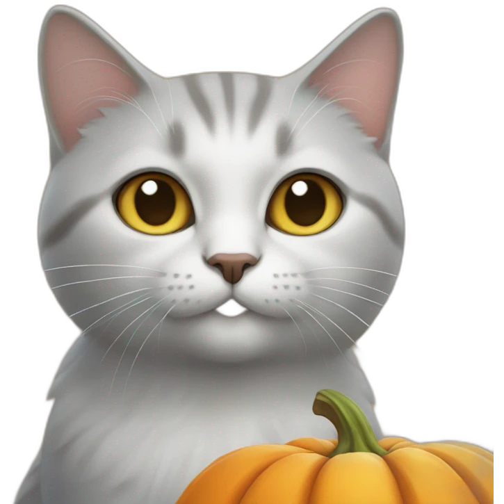 Un chat sur une citrouille emoji