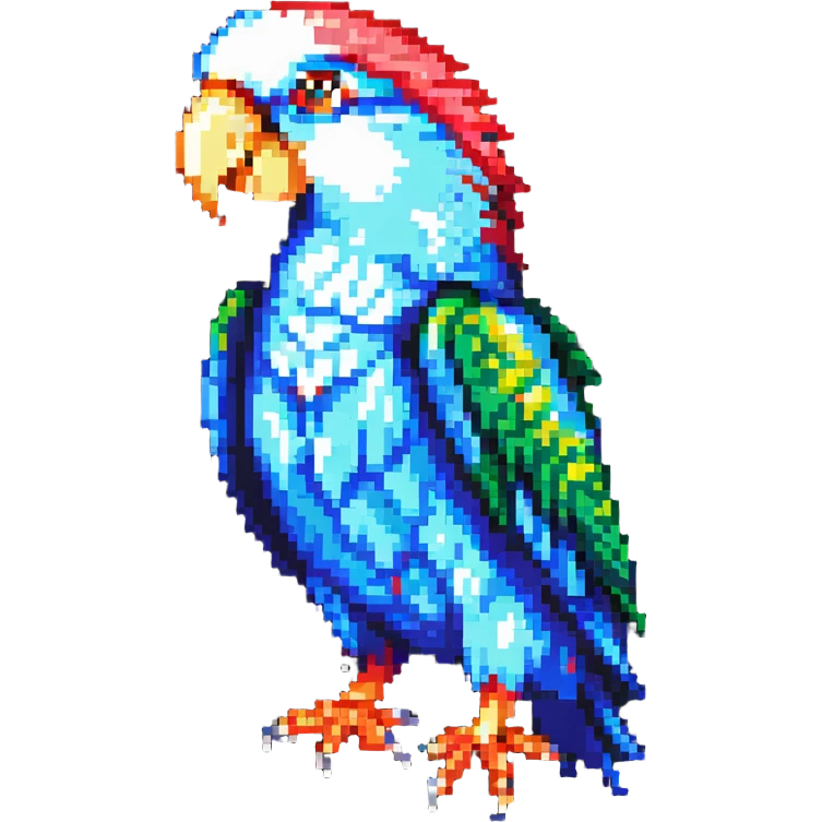 super minimal pixel art party parrot with big pixels in classic head-bob pose emoji