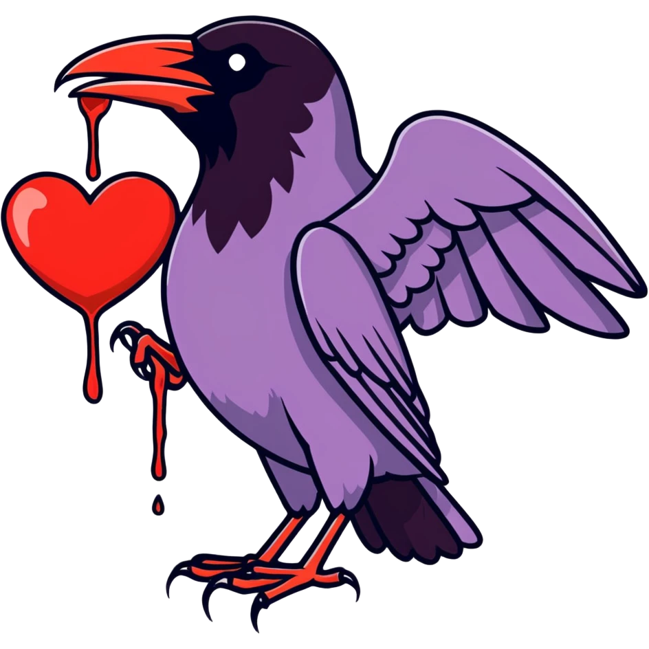 Raven pecking bleeding heart to pieces  emoji