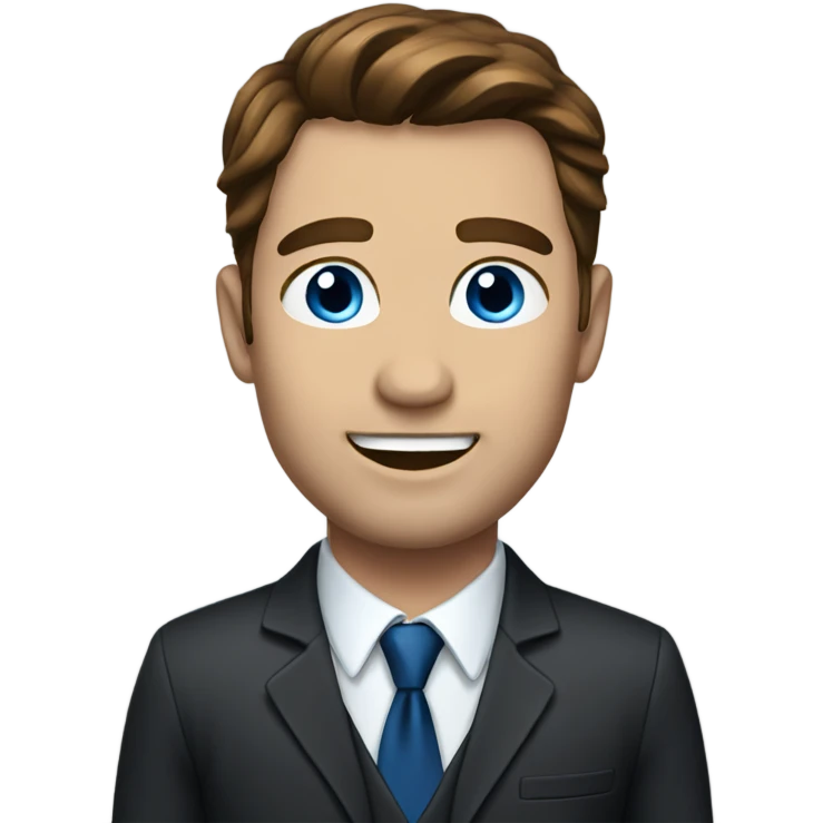 man with brown hair and blue eyes in a suit emoji