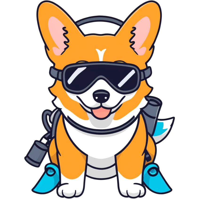 Corgie scuba diving emoji