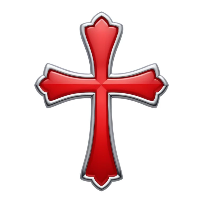 chrome hearts cross in red, with subtle shadow emoji