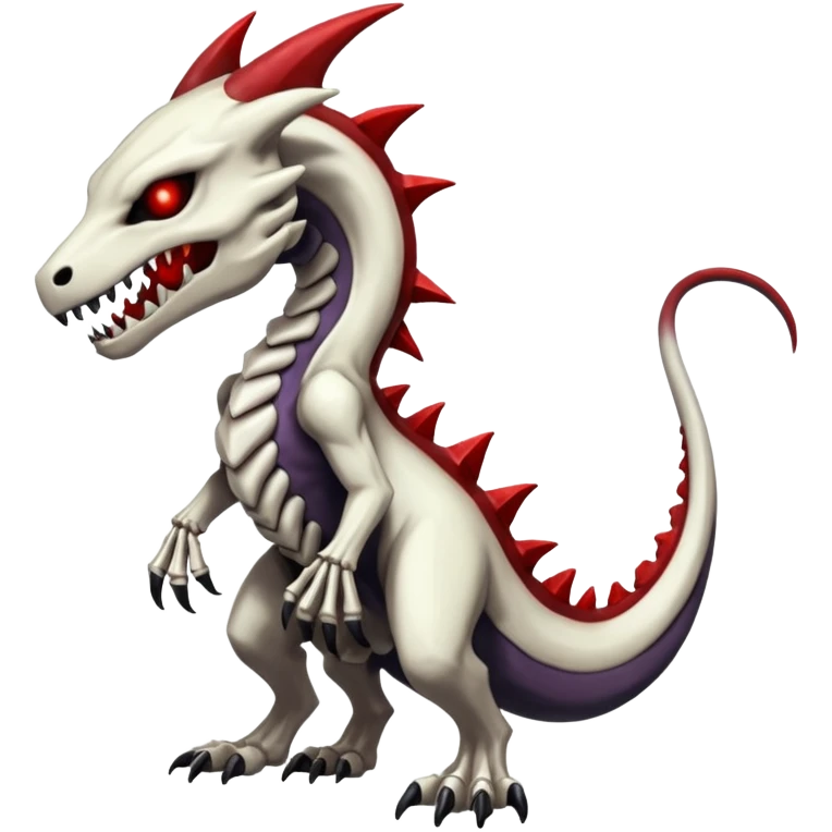 Shiny White Evil Glowing Eldritch Marowak-Salandit-Duskull-Darkdramon-fusion with bloody red markings emoji