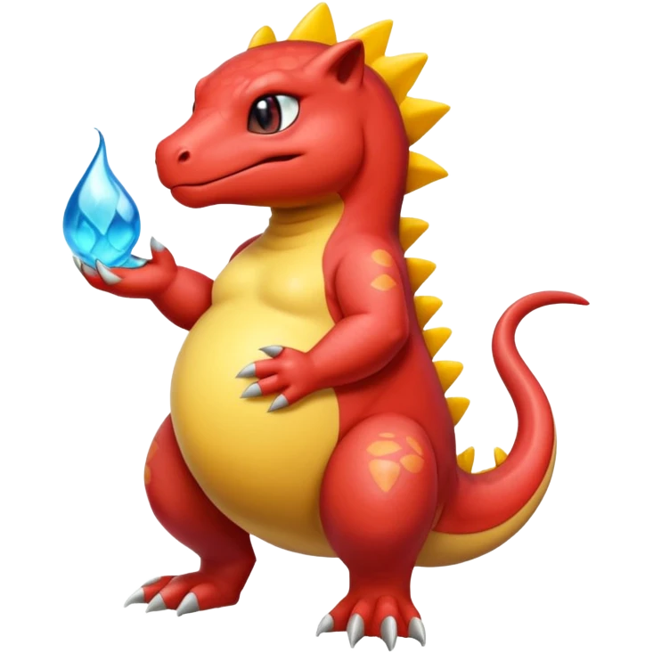 Big fat chubby slimy gooey glossy oily pregnant Charmeleon-Zeraora-Salandit-fusion emoji