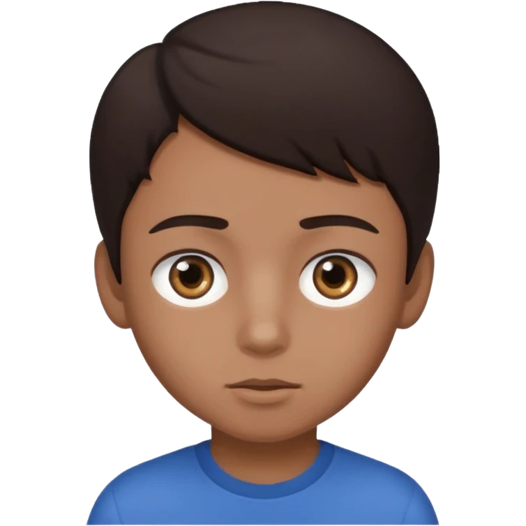 Dark brown hair, make the boy mixed race and is a boy and make his eye a bit smaller emoji
