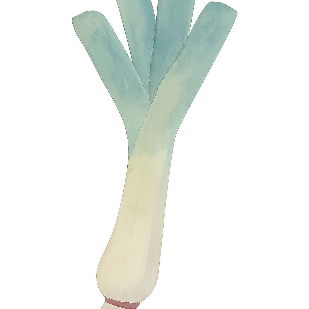 a leek in watercolor style, soft colors, gentle shading emoji