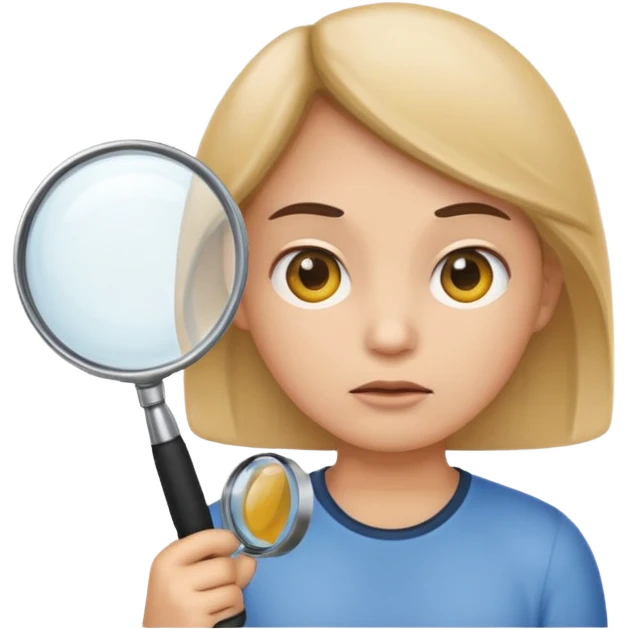emoji with magnifying glass and black background with serious face emoji