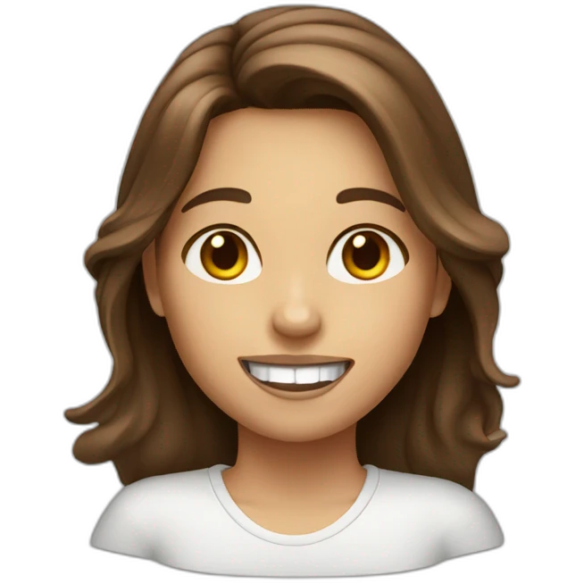 a girl with brown hair with chips instead of front tooth emoji