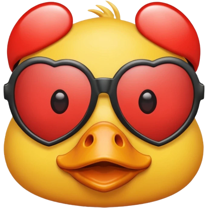 Make a frame emoji and inside it is a duck wearing red heart sunnies and the background is sky or anything blue emoji