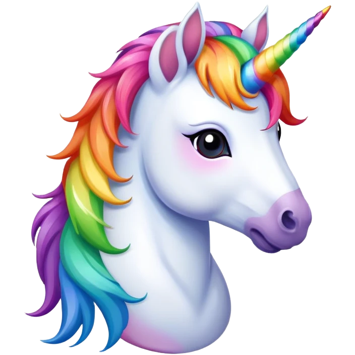 A unicorn with rainbow mane emoji