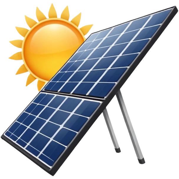 sleek solar panel with white lines, reflecting the sun emoji