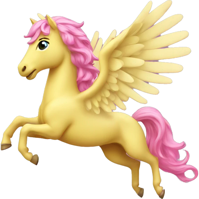 Yellow Pegasus With Pink hair flying emoji