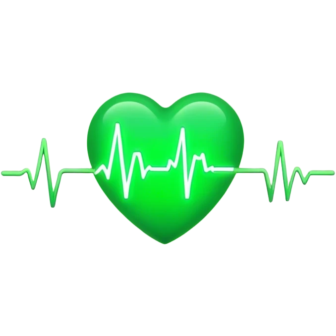 glowing green dot with ECG heartbeat line emoji