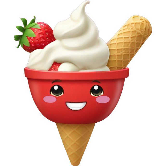 Strawberry and vanilla ice cream mixed in a bowl emoji