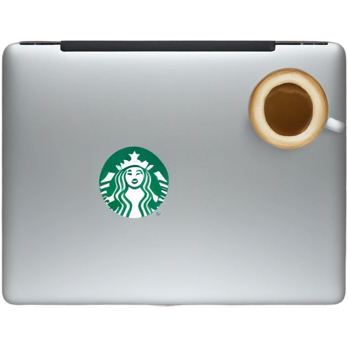 Laptop with Starbucks coffee  emoji