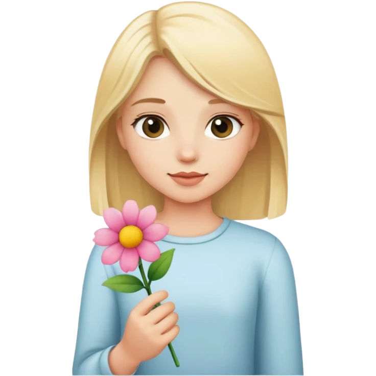 blonde girl with flower emoji