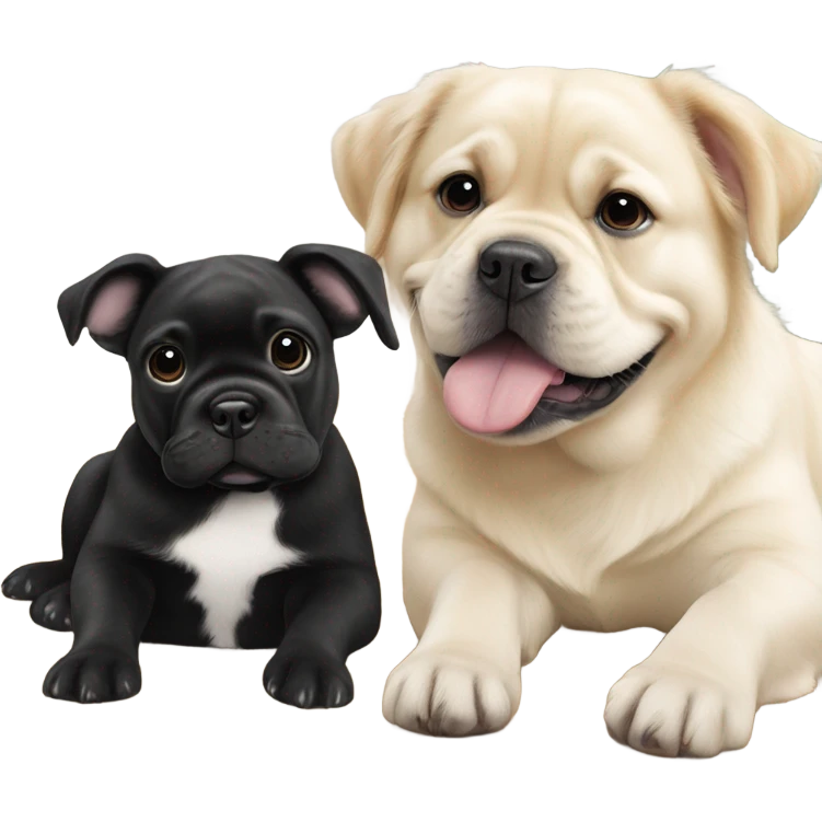 English cream golden retriever and an oreo colored frenchie as best friends emoji