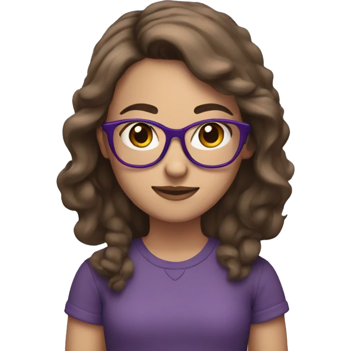 Girl who has brown hair and purple glasses emoji
