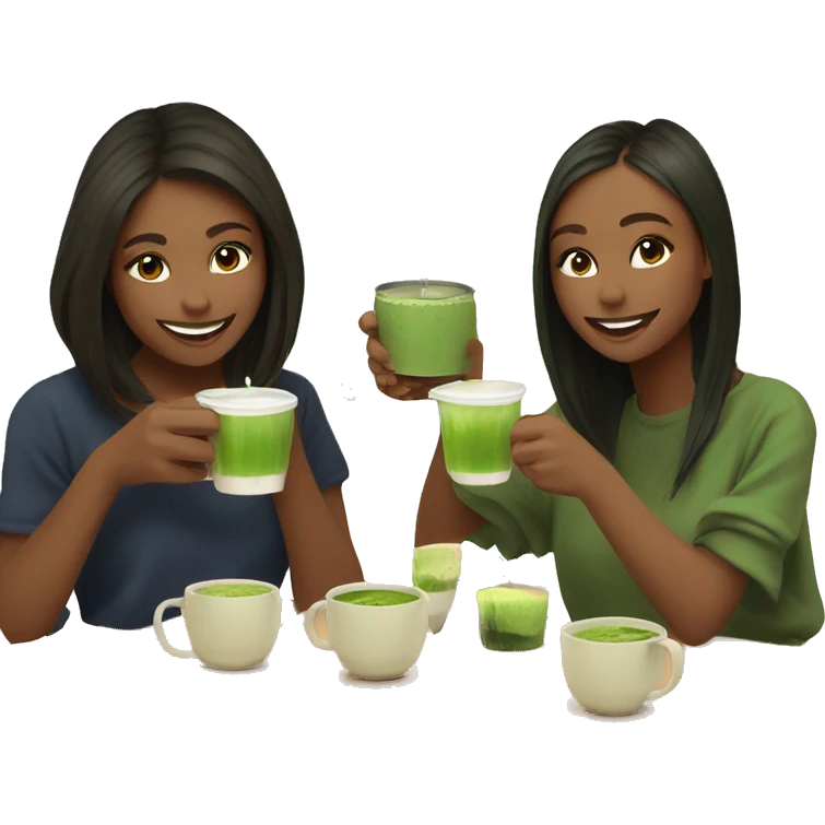 Some Girls drinking Matcha at the Matcha HubHub emoji