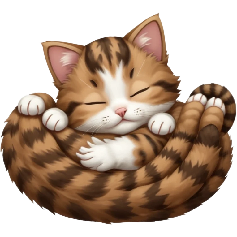 dark brown tabby and white kitten upside down sleeping emoji