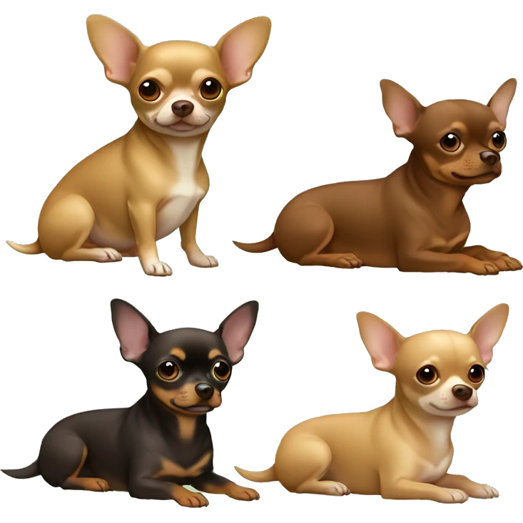 Very fat-light tan-chihuahua sitting with chocolate tan-dashchund-with-light green eyes emoji