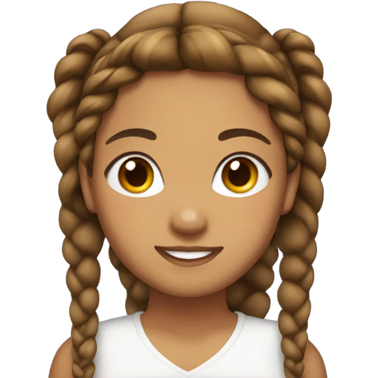 Girl emoji, brownskinned with two fishtail braids and a white bow in the back emoji