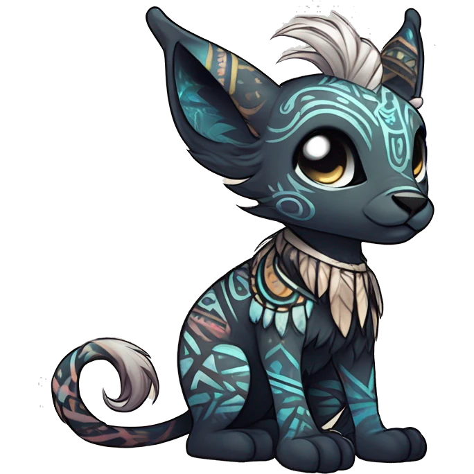cute Kawaii edgy ethereal shy epic tribal fantasy animal fursona Fionbri creature by griffsnuff & LiLaiRa & Falvie with exotic colors with intricate patterns full body emoji