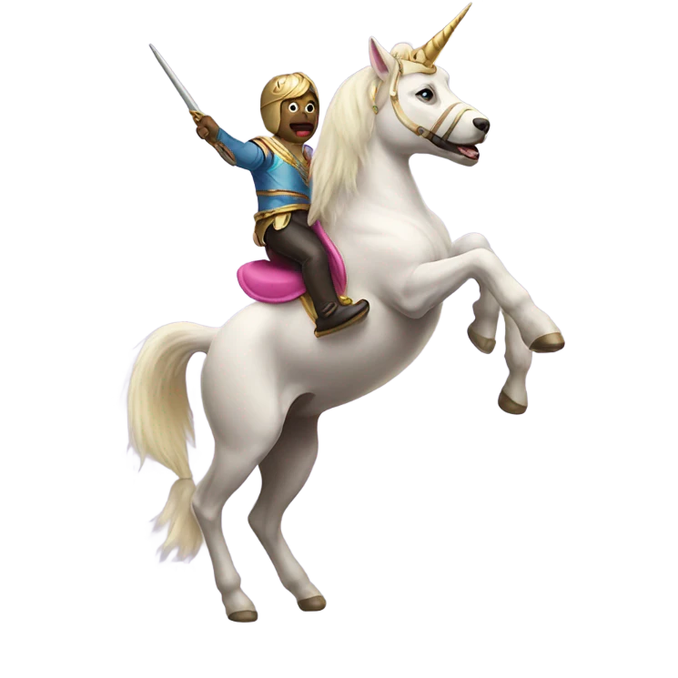 Dog riding a unicorn  emoji