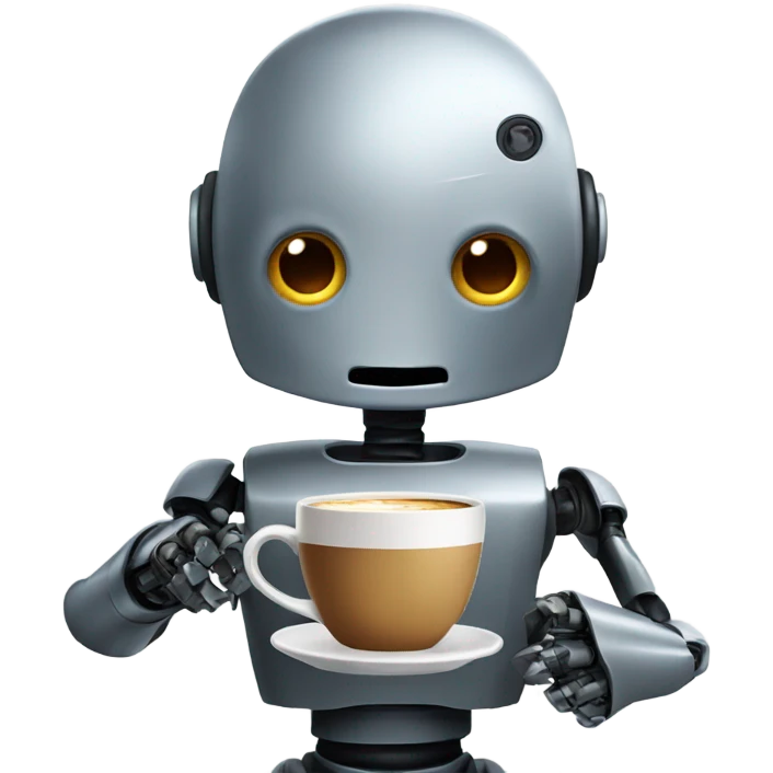 robot with a cup of coffee emoji