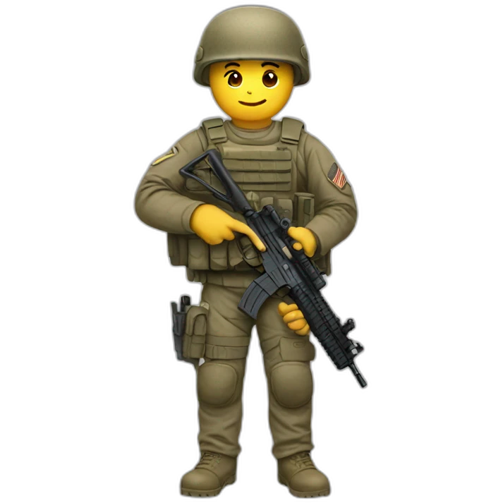a future soldier holding a bitcoin emoji