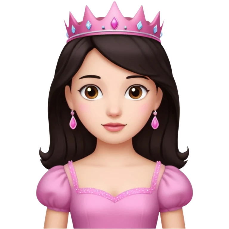 chica vestida de princesa con vestido rosa , piel blanca , pelo oscuro emoji