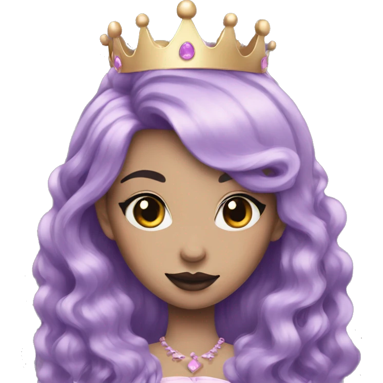 goth princess with crown half pastel pink and half pastel purple hair emoji