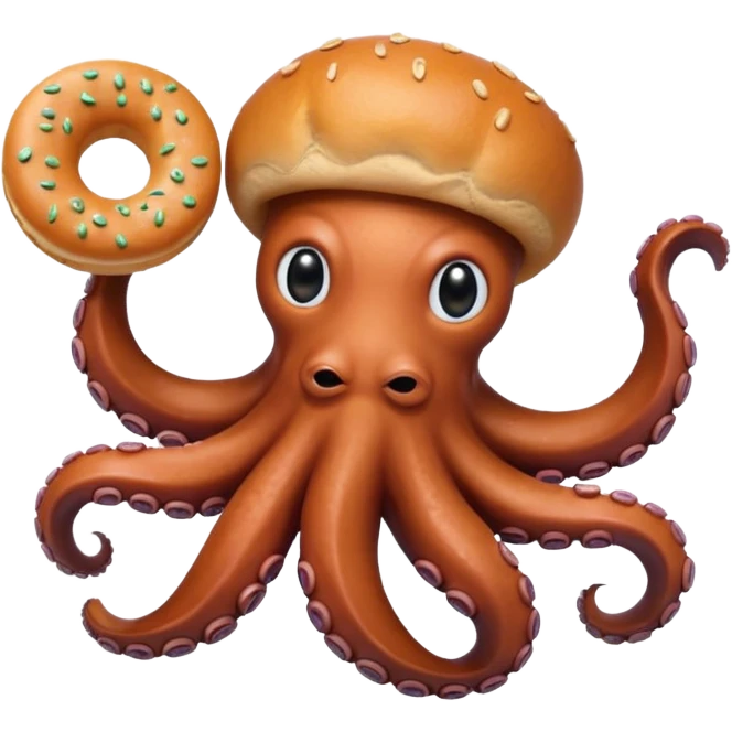 octopus holding bagel emoji