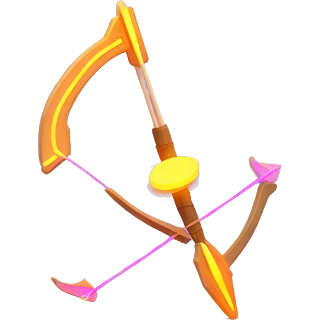 bow and arrow with glowing neon emoji