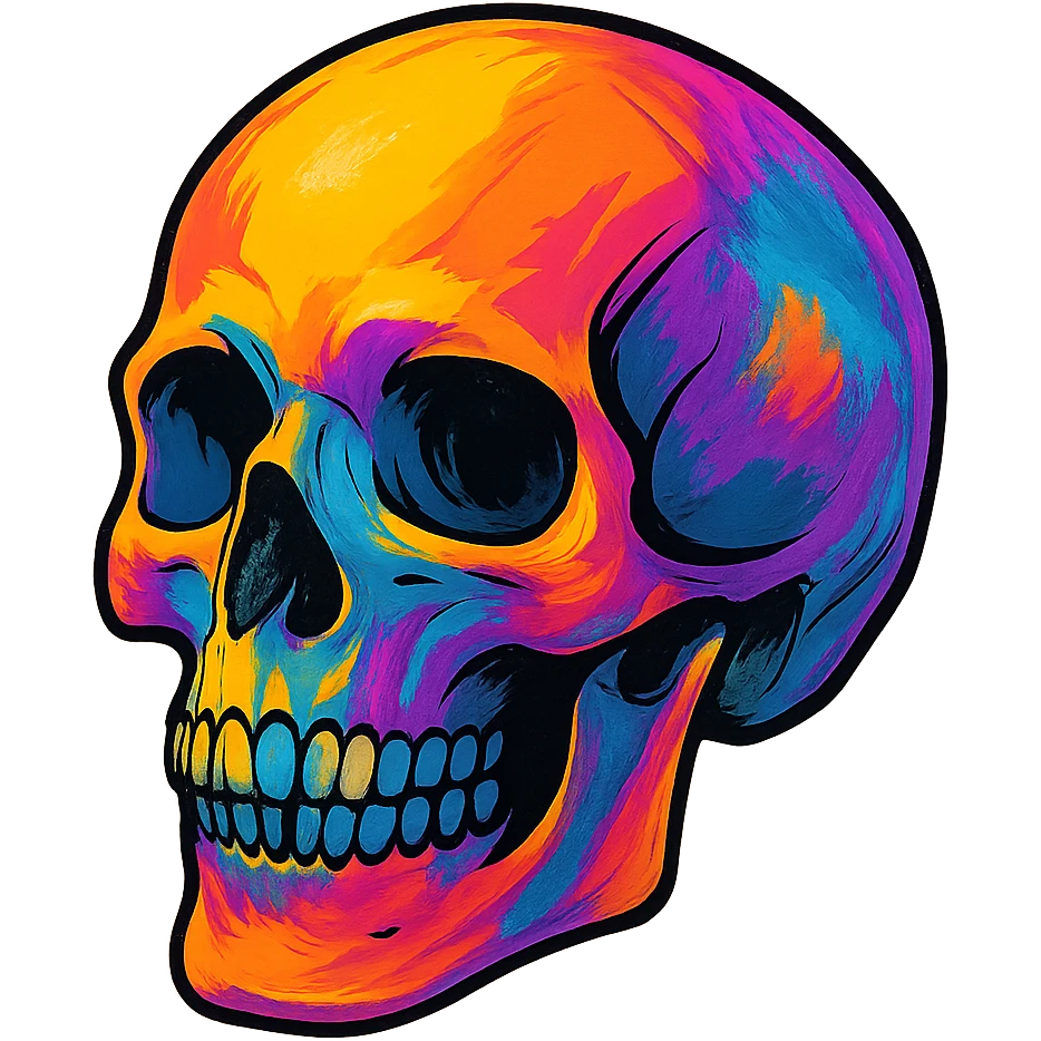 skull in a different color variation, vibrant distinct colors, artistic style, no background emoji