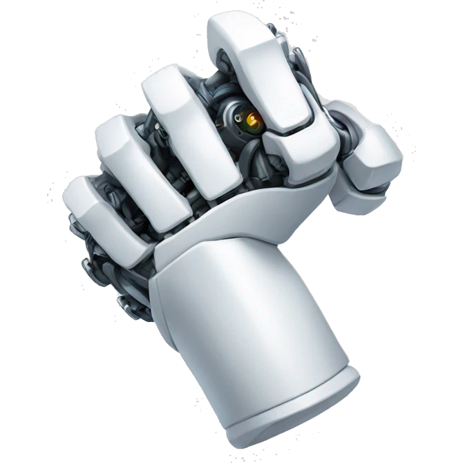 Flexing white mechanical cyborg arm and bicep emoji