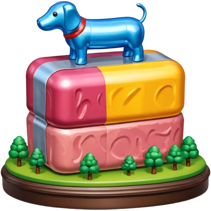  paris SPAM meat jeff koons style  sculpture art landscape painting  emoji