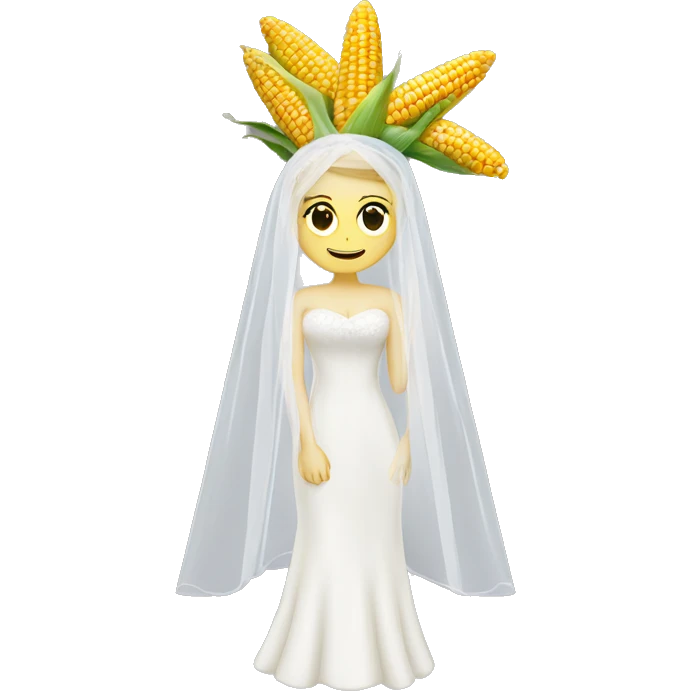 corn wearing a wedding veil emoji