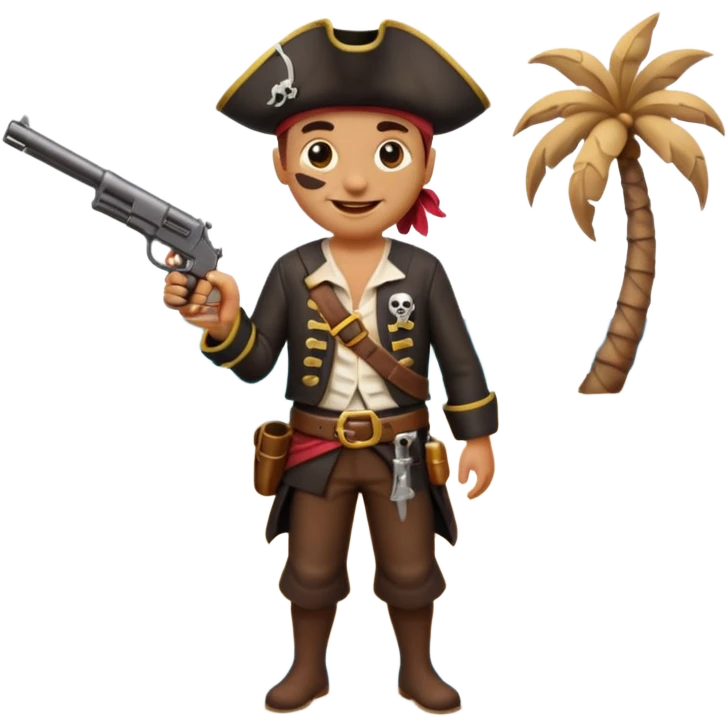 Pirates emoji holding gun and standing on shore  emoji